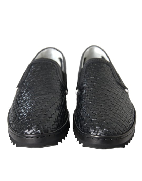 Dolce & Gabbana Zwarte Geweven Buffelleer Herenslippers - Image 2