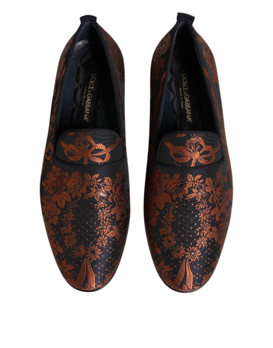 Dolce & Gabbana Svart Jacquard Polyester Slip On Loafers Skor - Image 3