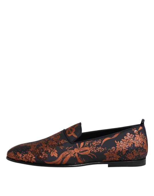 Dolce & Gabbana Svart Jacquard Polyester Slip On Loafers Skor - Image 6
