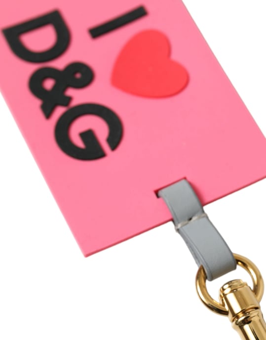 Dolce & Gabbana Rosa Silikon DG Logotyp Guld Messingsnyckelring - Image 3
