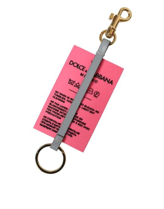 Dolce & Gabbana Rosa Silikon DG Logotyp Guld Messingsnyckelring - Image 4