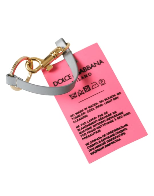 Dolce & Gabbana Rosa Silikon DG Logotyp Guld Messingsnyckelring - Image 5