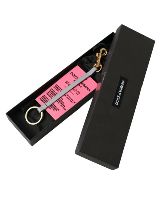 Dolce & Gabbana Rosa Silikon DG Logotyp Guld Messingsnyckelring - Image 6
