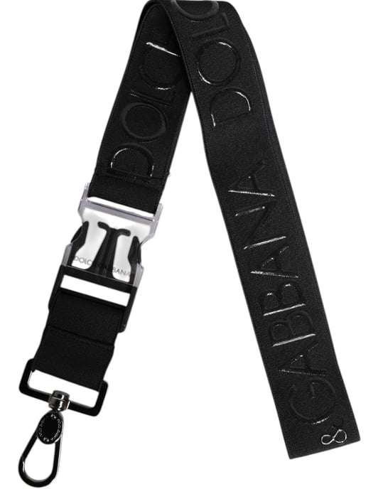 Dolce & Gabbana Svart Stretch Polyester Gummibelagd DG Loggnyckelring - Image 1