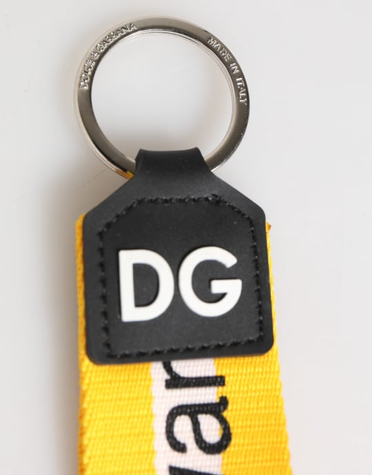 Dolce & Gabbana Gul Logotyp Polyester Silver Brons Hållare Nyckelring Nyckelring - Image 4