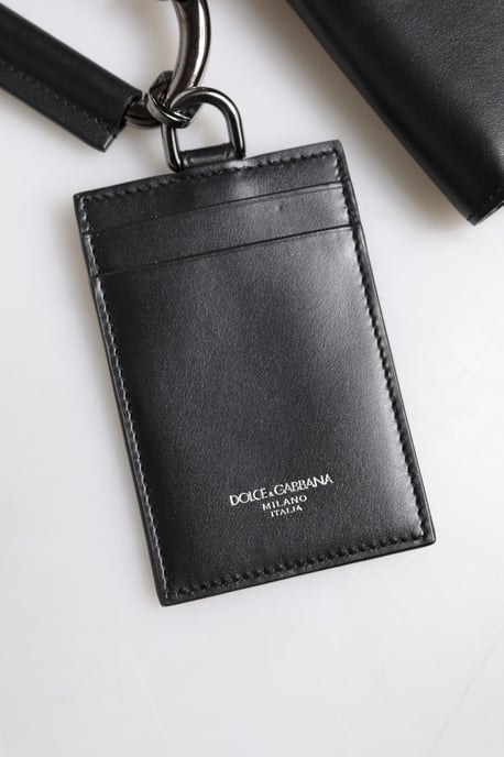 Dolce & Gabbana Svart Läder Nyckelband Dragkedja Rundt Långt Kreditkortshållare Plånbok - Image 3