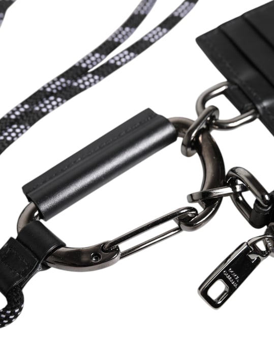 Dolce & Gabbana Svart Läder Nyckelband Dragkedja Rundt Långt Kreditkortshållare Plånbok - Image 6