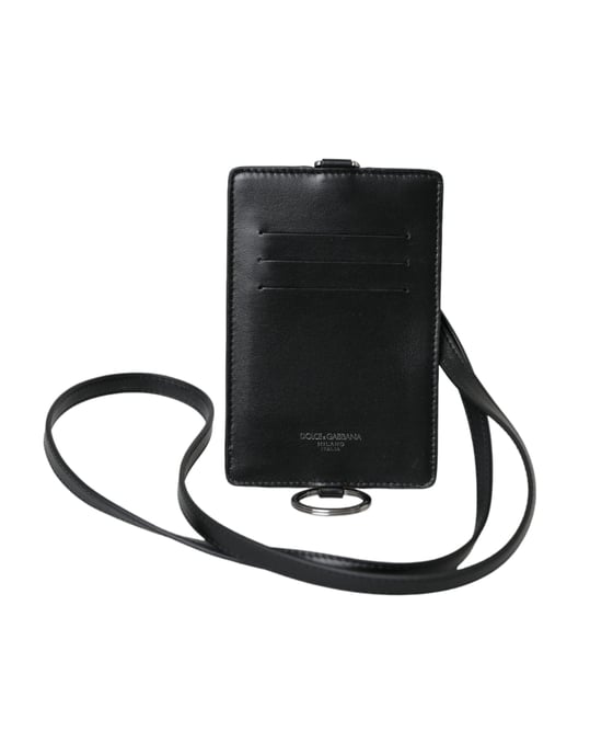Dolce & Gabbana Zwart Kalfskleren Lanyard Logo Kaartenhouder Herenportemonnee - Image 2