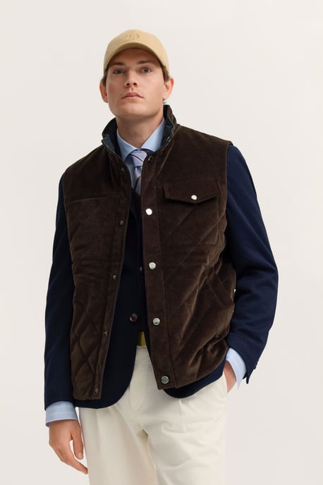Bugatti Herren Corduroy vest met opstaande kraag en drukknopen - Image 1