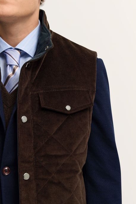 Bugatti Herren Corduroy vest met opstaande kraag en drukknopen - Image 5