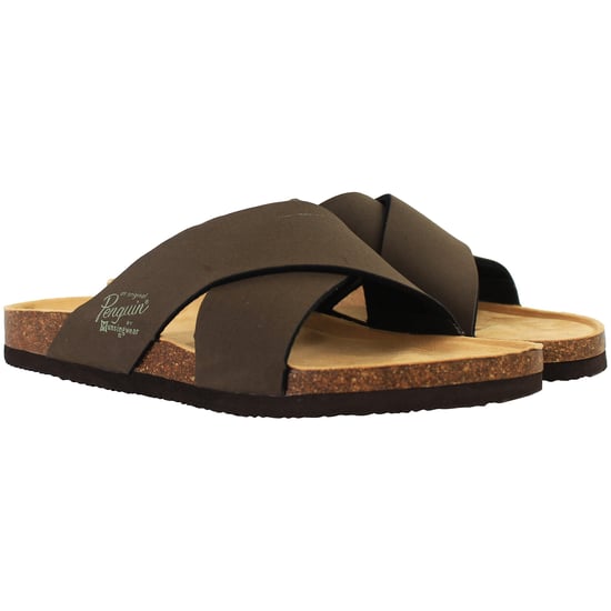 Penguin Pack Mens Brown Sliders - Image 2