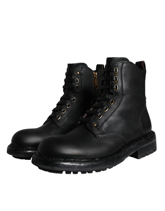 Dolce & Gabbana Zwarte Veterschoenen Voor Mannen Mid Calf Boots - Image 3