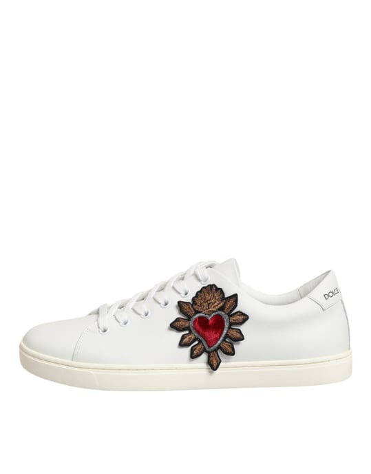 Dolce & Gabbana Witte Leren Heilig Hart Patchesneakers Schoenen - Image 2