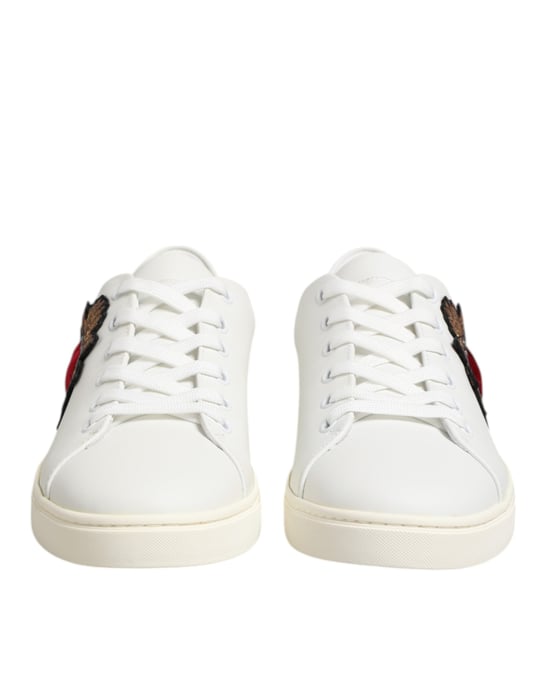 Dolce & Gabbana Witte Leren Heilig Hart Patchesneakers Schoenen - Image 3