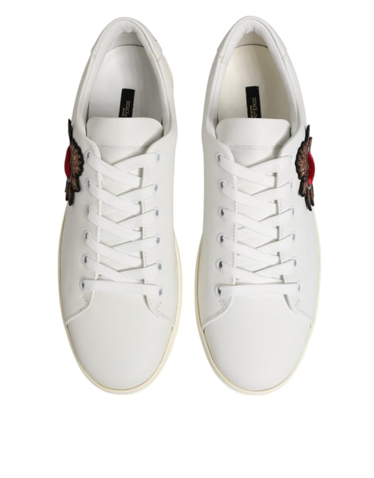 Dolce & Gabbana Witte Leren Heilig Hart Patchesneakers Schoenen - Image 4