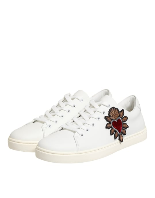 Dolce & Gabbana Witte Leren Heilig Hart Patchesneakers Schoenen - Image 5