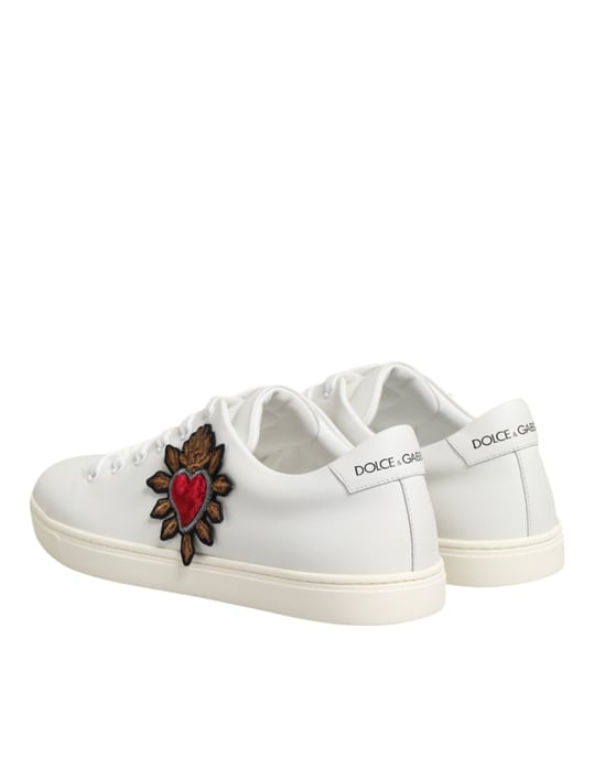 Dolce & Gabbana Witte Leren Heilig Hart Patchesneakers Schoenen - Image 6