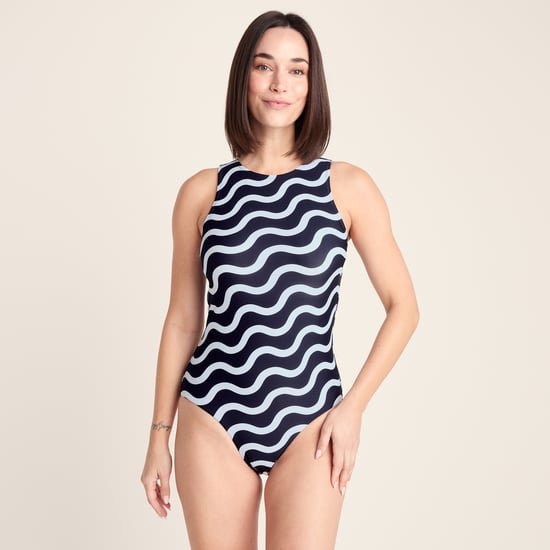 Elaini Womens One Piece Swimsuit - Oxford Blue Wave Print - Image 3
