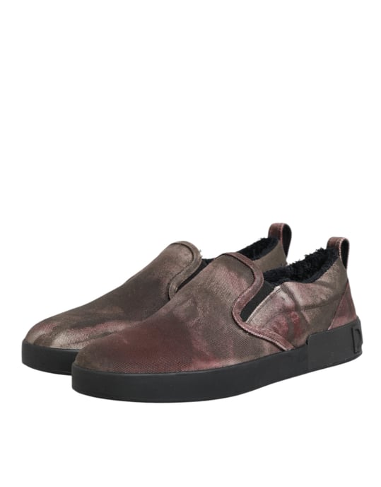 Dolce & Gabbana Flerfärgad Bomull Låg Top Slip-On Herr Sneakers Skor - Image 5