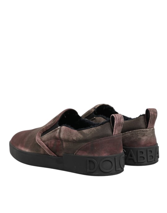 Dolce & Gabbana Flerfärgad Bomull Låg Top Slip-On Herr Sneakers Skor - Image 6