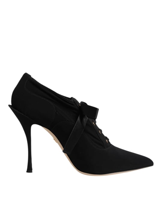 Dolce & Gabbana Zwarte Laarzen met Veter Stiletto Hakken Pumps Schoenen - Image 1