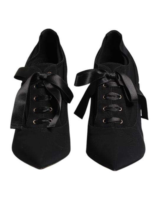 Dolce & Gabbana Zwarte Laarzen met Veter Stiletto Hakken Pumps Schoenen - Image 2