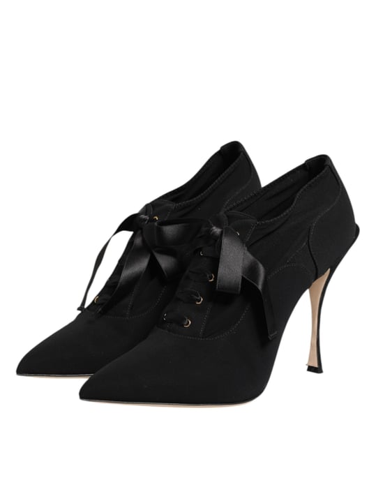 Dolce & Gabbana Zwarte Laarzen met Veter Stiletto Hakken Pumps Schoenen - Image 4