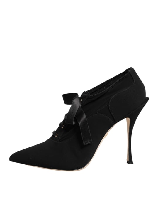 Dolce & Gabbana Zwarte Laarzen met Veter Stiletto Hakken Pumps Schoenen - Image 6