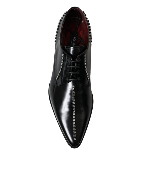 Dolce & Gabbana Svarta Läder Crystal Klänningsformella Skor - Image 3