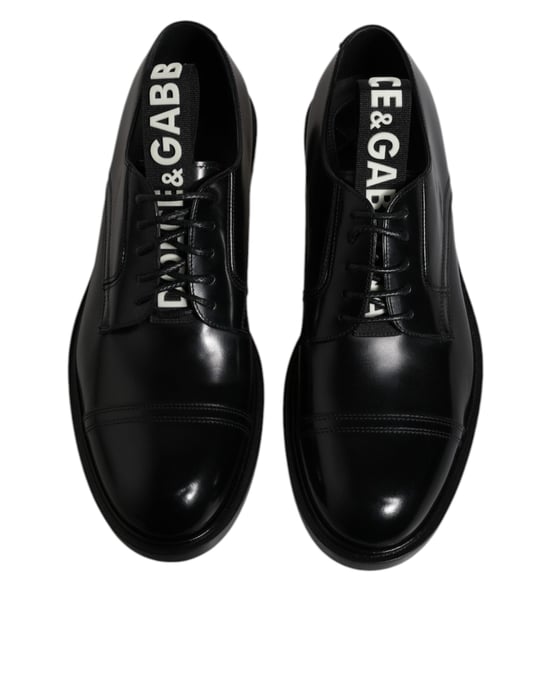 Dolce & Gabbana Zwarte Gepatineerde Leren Derby Veterschoenen Formele Dames Schoenen - Image 3