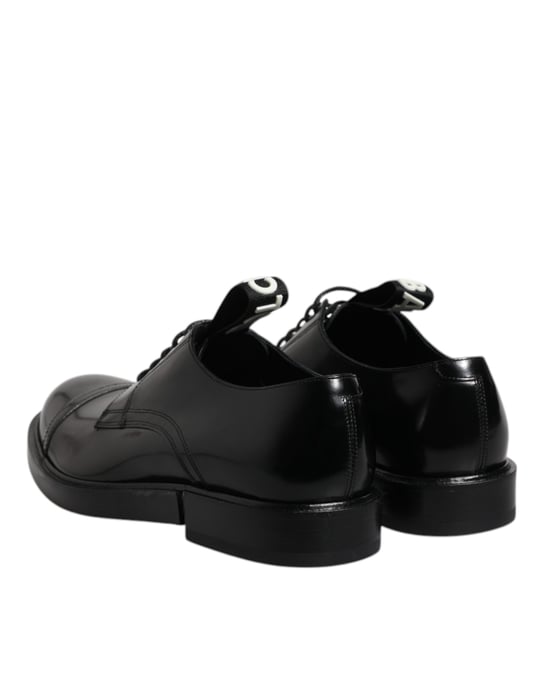 Dolce & Gabbana Zwarte Gepatineerde Leren Derby Veterschoenen Formele Dames Schoenen - Image 5