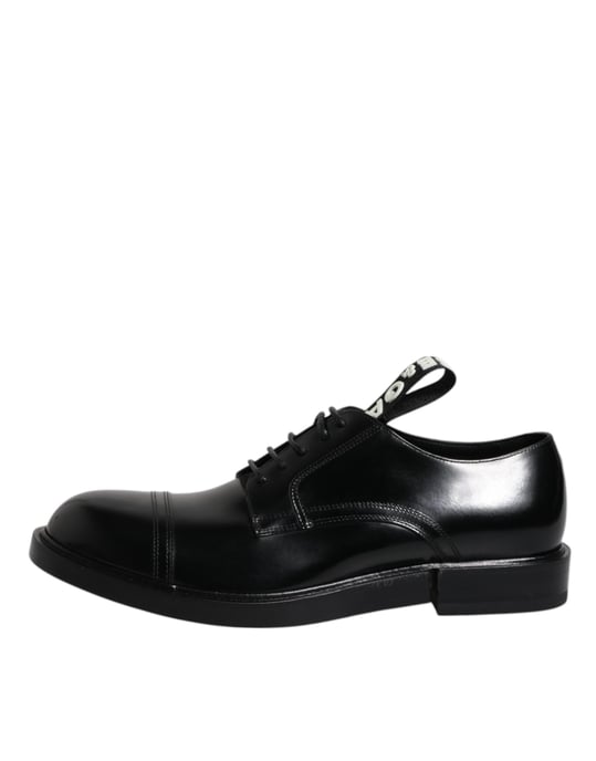 Dolce & Gabbana Zwarte Gepatineerde Leren Derby Veterschoenen Formele Dames Schoenen - Image 6