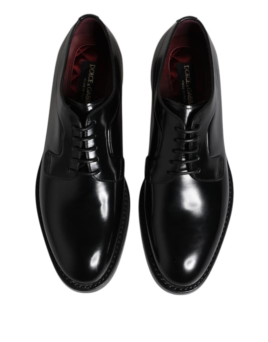 Dolce & Gabbana Zwarte Leren Veterschoenen Derby Formele Schoenen - Image 3