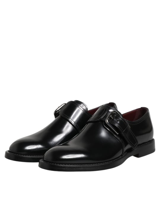 Dolce & Gabbana Zwarte Leren Monk Strap Derby Formele Schoenen - Image 4