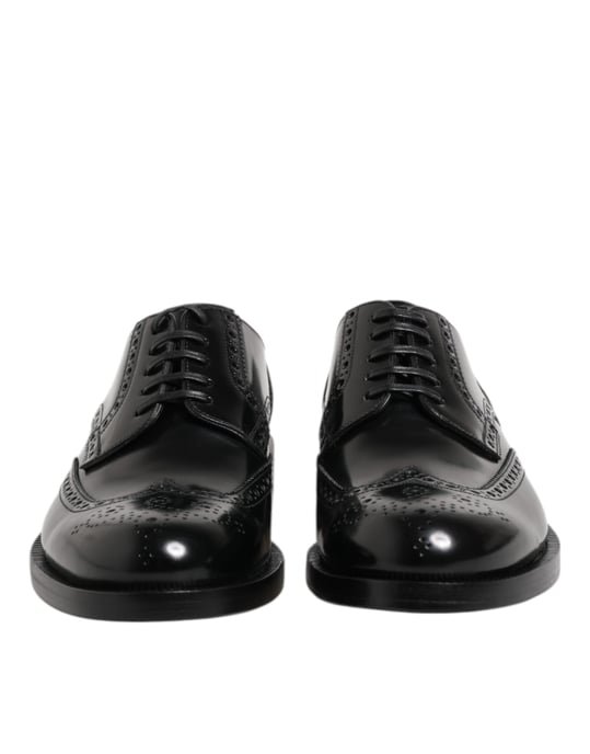 Dolce & Gabbana Svarta Läder Derby Wingtip Finskor - Image 2