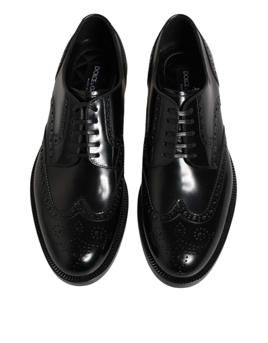 Dolce & Gabbana Svarta Läder Derby Wingtip Finskor - Image 3