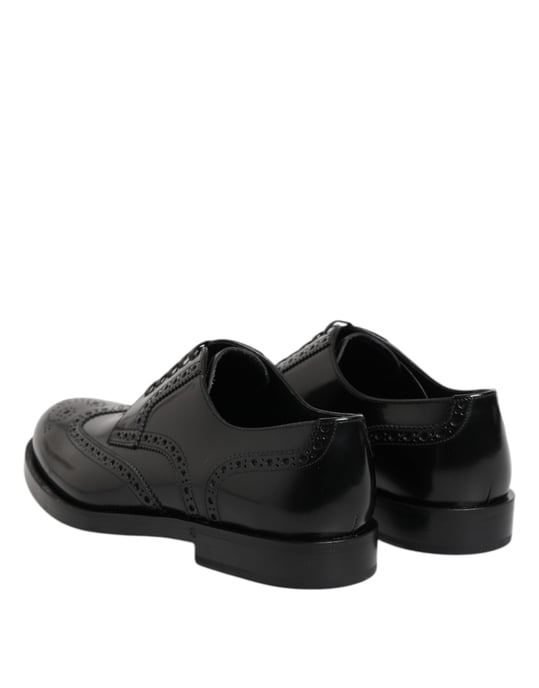 Dolce & Gabbana Svarta Läder Derby Wingtip Finskor - Image 5