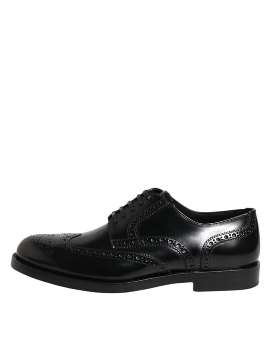 Dolce & Gabbana Svarta Läder Derby Wingtip Finskor - Image 6