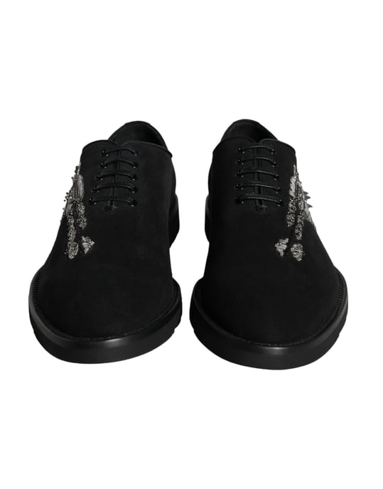 Dolce & Gabbana Zwarte Suède Sicilia Veterschoenen - Image 2