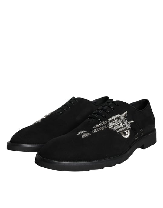 Dolce & Gabbana Zwarte Suède Sicilia Veterschoenen - Image 3
