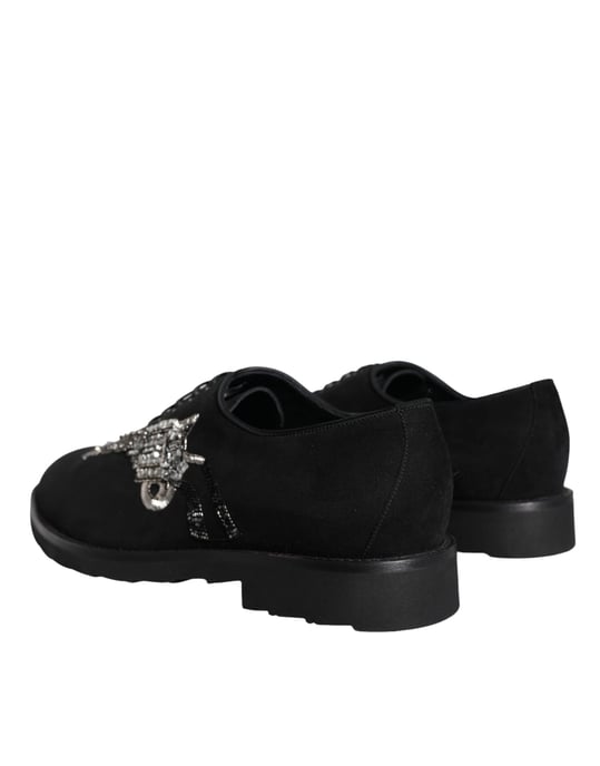 Dolce & Gabbana Zwarte Suède Sicilia Veterschoenen - Image 4