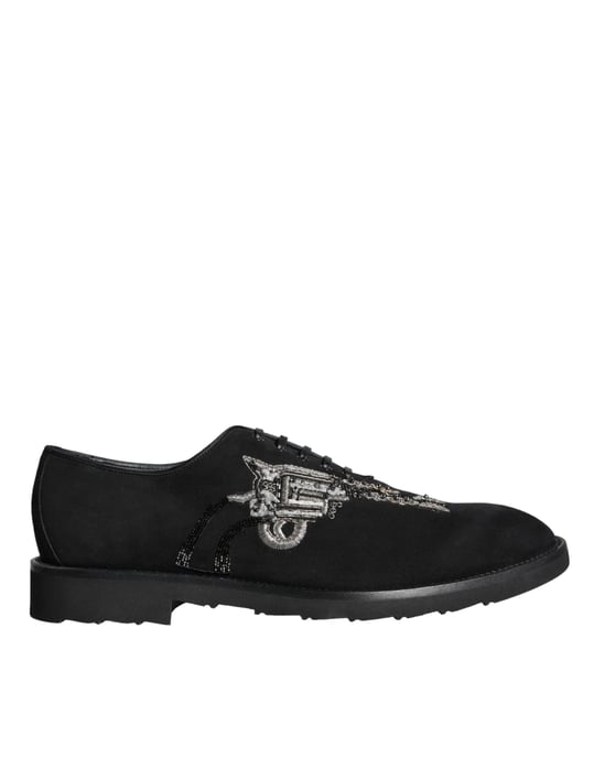 Dolce & Gabbana Zwarte Suède Sicilia Veterschoenen - Image 5