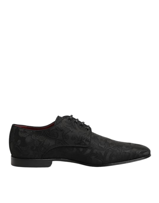 Dolce & Gabbana Zwarte Brocade Veterschoenen voor Heren - Image 2