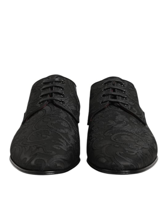 Dolce & Gabbana Zwarte Brocade Veterschoenen voor Heren - Image 3