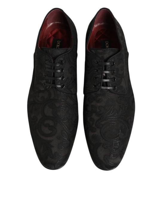 Dolce & Gabbana Zwarte Brocade Veterschoenen voor Heren - Image 4