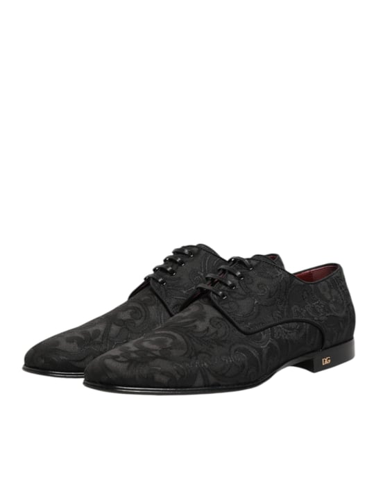 Dolce & Gabbana Zwarte Brocade Veterschoenen voor Heren - Image 5