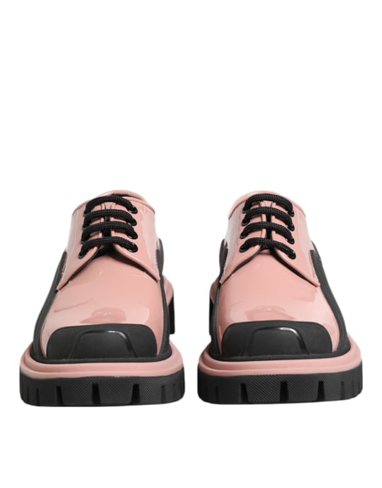 Dolce & Gabbana Ljus Puderrosa Svart Läder Snörskor - Image 3