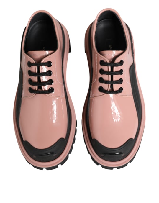 Dolce & Gabbana Ljus Puderrosa Svart Läder Snörskor - Image 4