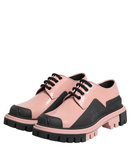 Dolce & Gabbana Ljus Puderrosa Svart Läder Snörskor - Image 5