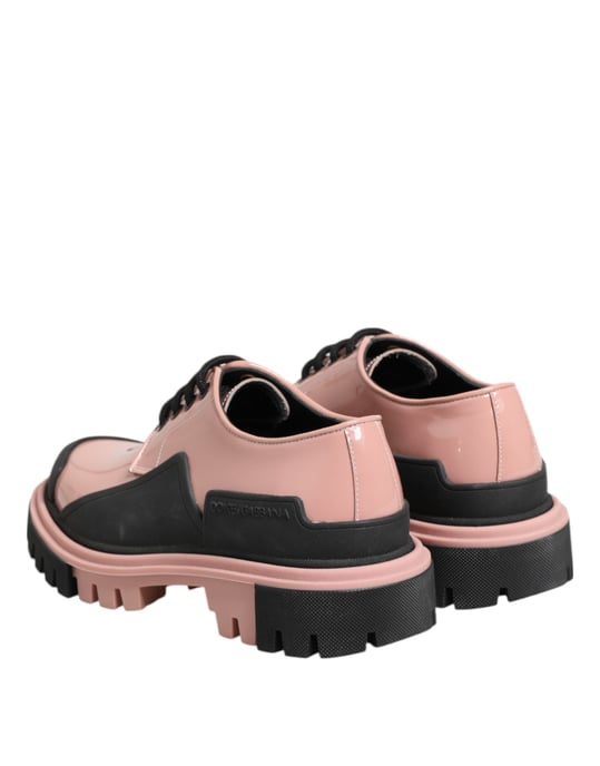 Dolce & Gabbana Ljus Puderrosa Svart Läder Snörskor - Image 6